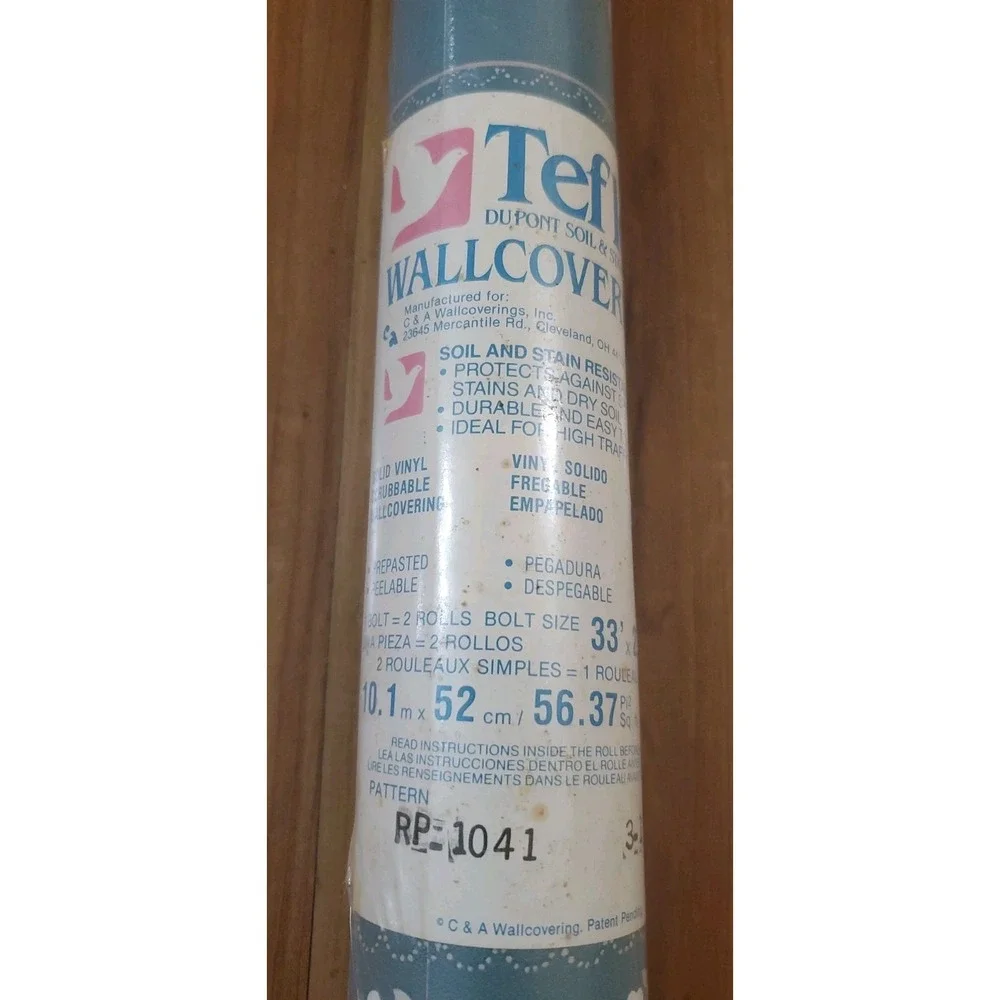 Vintage Teflon Dupont Soil and Stain Repellent Wall Paper 56.37sq Feet Floral